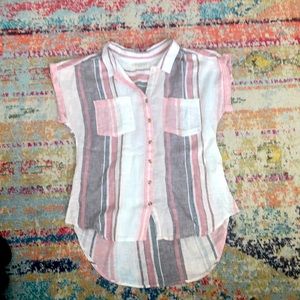 Linen and Cotton Striped Button Down